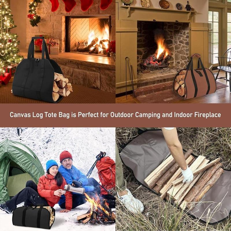 Outdoor Wood Stove Carrier, 1 Count Portable Large Capacity Canvas Handle Bag For Outdoor Fire Pit, Solocamping, Bikepacking, Glamping