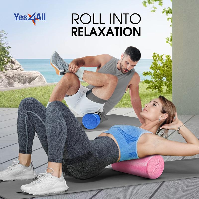 High-Density Round Back Roller Foam, Exercise Foam Roller for Yoga, Pilates & Stretching - 12, 18, 24, 36 inch