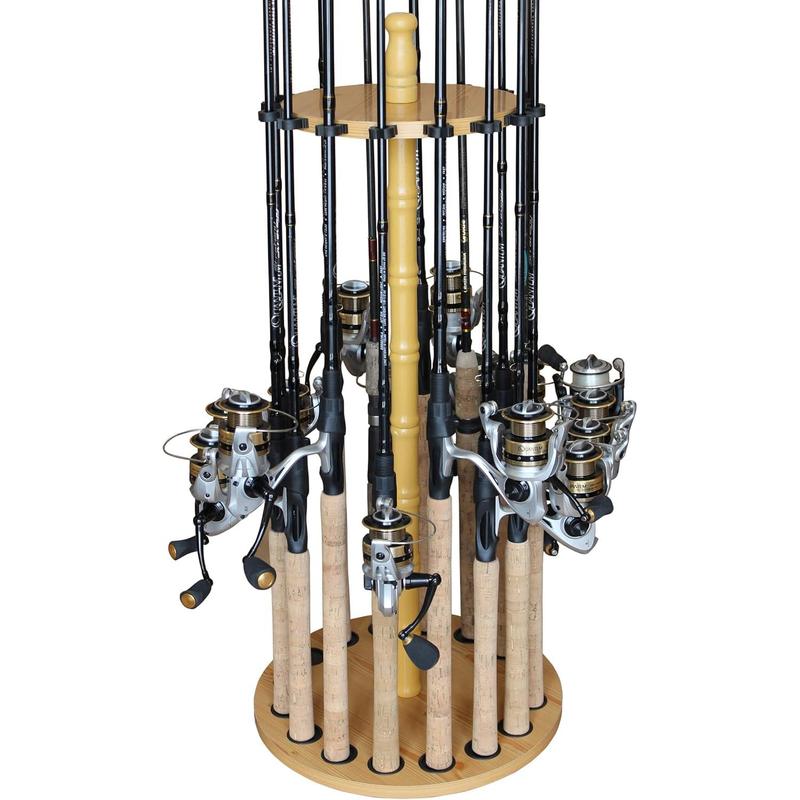 Rush Creek Creations | Fishing Rod Holder for 16 Rods, Fishing Pole Holder for Garage Organization and Storage, for Fishing Reels, Fishing Gear, Fishing Accessories, Tackle Box