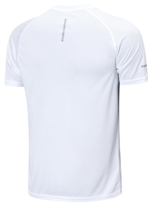 Men's Plain Round Neck Sports Tee, Sporty Quick Drying Breathable Short Sleeve T-shirt, Fall Outfits 2024, Back to School Outfits, Workout Tops, Gym Tops, Men's Sportswear, Gym Clothing