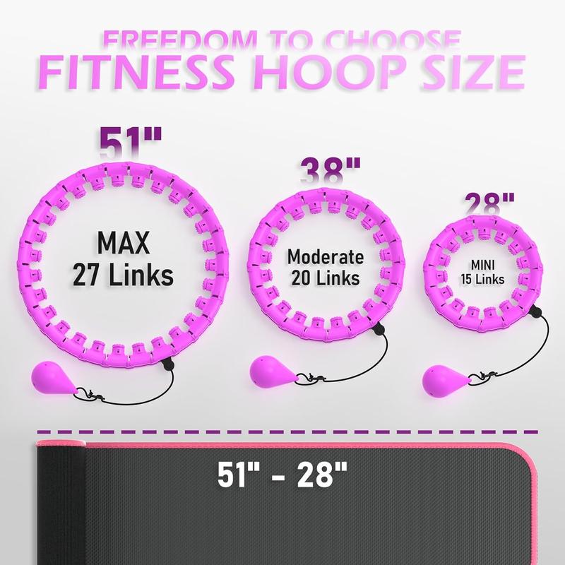 Weighted Hula Circle for Adults Weight Loss, Infinity Fitness Hoop Plus Size 51 Inch with Sweat Belt, Include 27 Detachable Links and Waist Trainer for Women