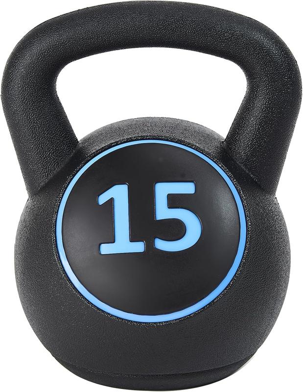 ​Wide Grip 3-Piece Kettlebell Exercise Fitness Weight Set, Include 5 lbs, 10 lbs, ​15 lbs​ and 20 lbs, Set of 3