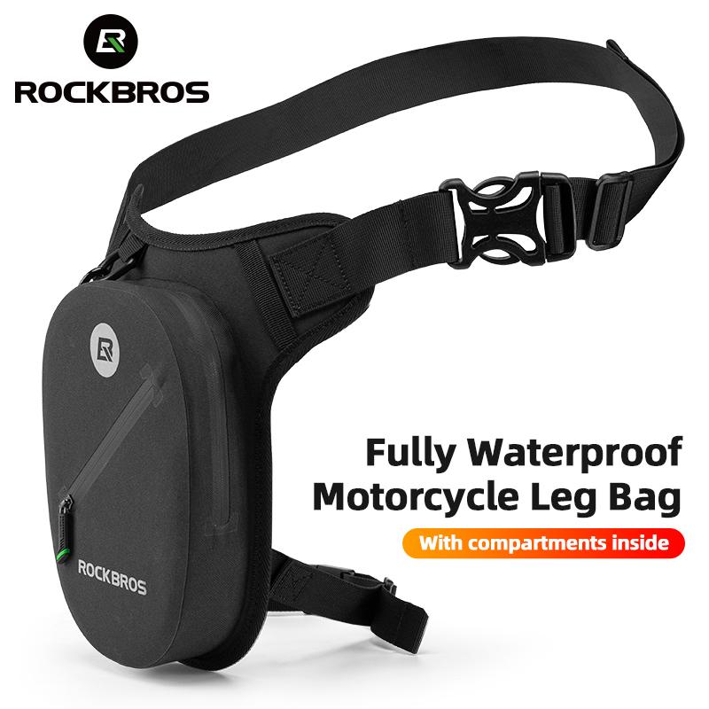 ROCKBROS Motorcycle Drop Leg Bag Small Waterproof for Men Women Bike Riding Cycling Hiking Waist Pack Thigh Fanny Pouch Outdoor Travel Camping Casual Daypack Black