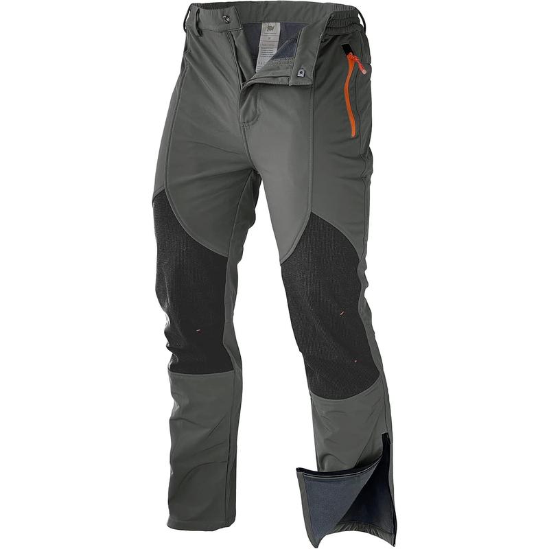 Men's Snow Ski  Hiking Pants Fleece Lined Softshell Insulated Snowboard Outdoor Work Zipper Bottom