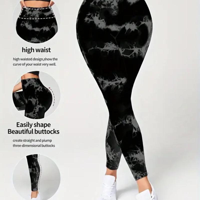 3 Pack Black, Grey & Green Tie Dye Print High Waisted Workout Women Leggings Scrunch Rear Lifting High Waist Tummy Control Yoga Gym Athletic Pants