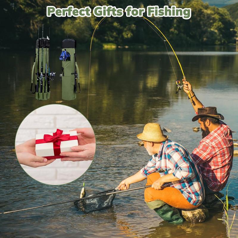 Fishing Rod Bag - Folding Fishing Reel Organizer Bag Pole Storage Bag Tackle Carrier - Large Capacity Fishing Bag Accommodate Fishing Gear & Equipment Gift for Father Boyfriend Family