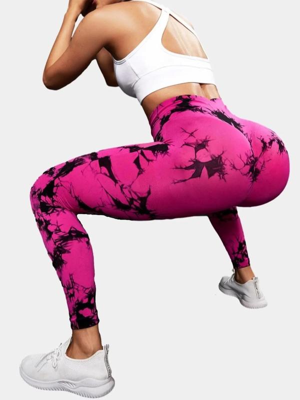 2 Pack Tie Dye Print High Waisted Workout Women Leggings, Scrunch Rear Lifting High Waist Tummy Control Yoga Gym Athletic Pants