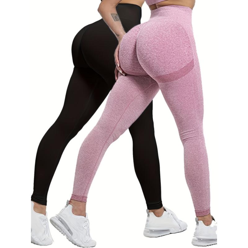 US Shipping 2-Pack High Waisted Breathable Yoga Pants, Solid Color Butt Lifting Activewear for Running & Gym Fitness, Casual Style for Fall & Winter