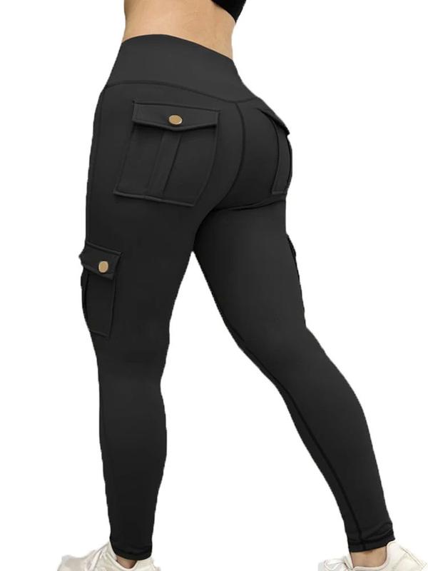 Womens Butt Lifting Leggings with Flap Pockets High Waist Tummy Control Workout Cargo Leggings Yoga Pants