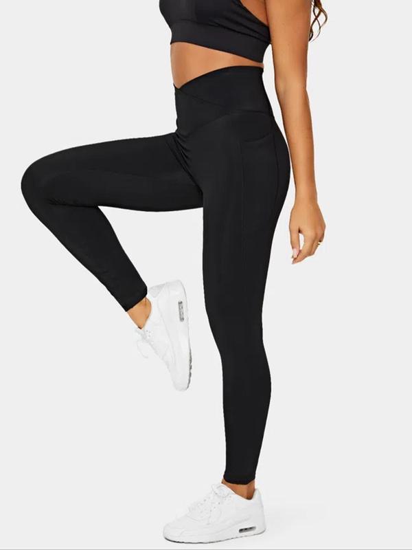 Women's Solid High Waist Leggings, Tummy Control Butt Lift Skinny Pants, High Stretch Seamless Yoga Legging, Ladies' Sportswear Clothing For Indoor Outdoor Wear