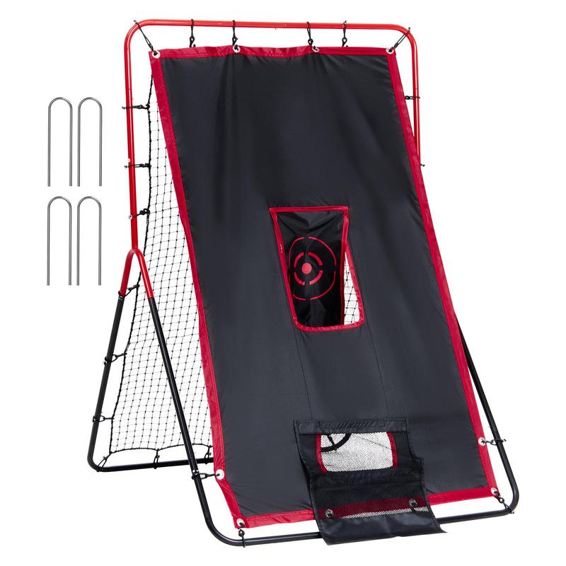 VEVOR Baseball And Softball Rebounder Net, 3.5 x 4.5 ft 2-in-1 Switch Hitter Pitch Trainer, PitchBack Baseball Pitching Return Trainer Nest, Bounce Back Net for Fielding Throwing Practice