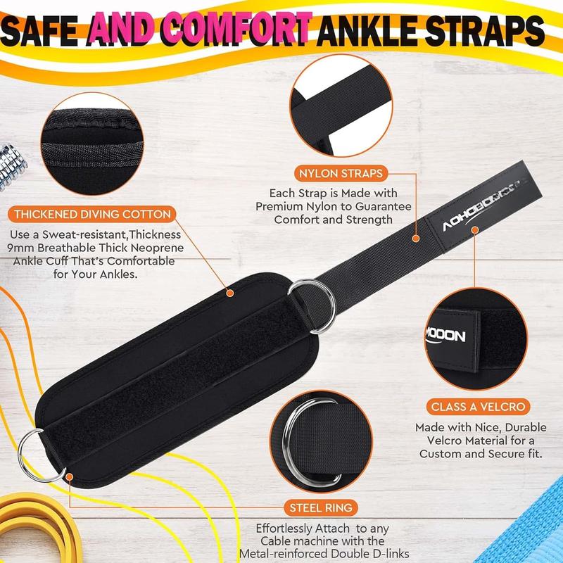 Ankle Strap for  Machine Attachments, Gym Accessories for Women and Men, Neoprene Ankle Cuffs for glute Kickback,  Workouts ande Booty  Abductors Exercise