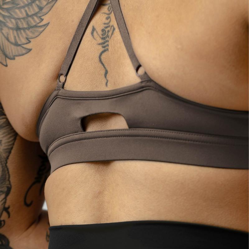 Strive Sports Bra - Toffee, Women's Plain Summer Activewear, Adjustable