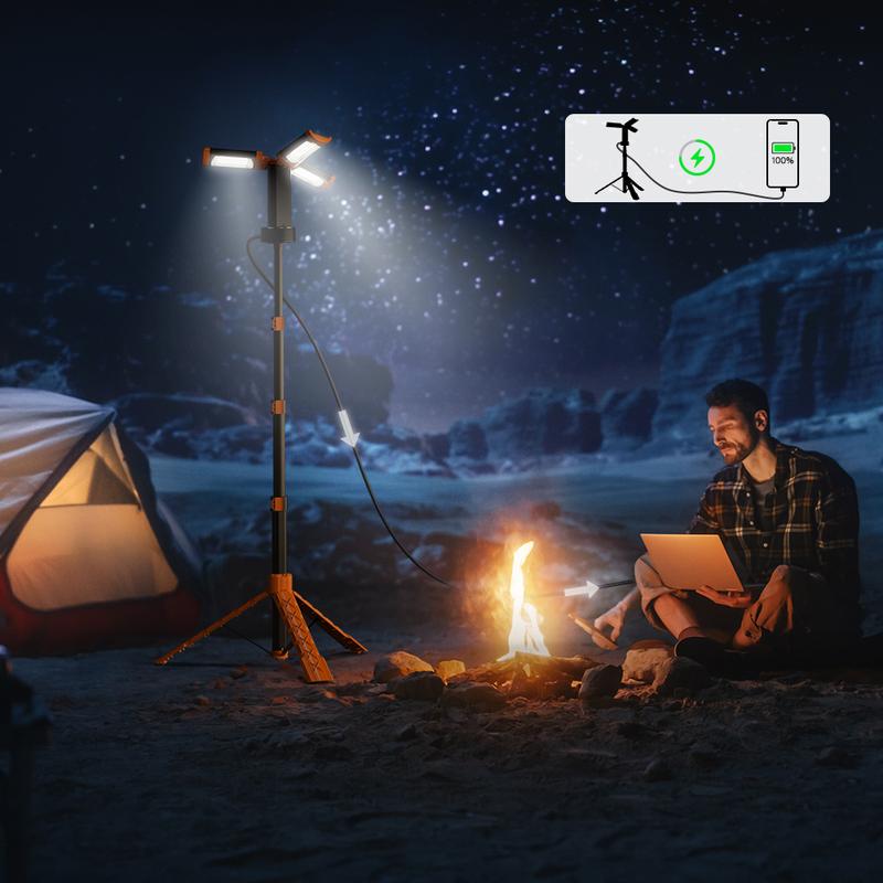 OGERY Rechargeable 10000 mAh Camping Light with Stand, 2100 Lumens Cordless Dimmable Camping Work Light with Detachable Tripod