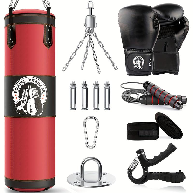 4FT Unfilled Heavy Punching Bag, Boxing Bag Set with 12OZ Punching Gloves, Wraps, Chain, Ceiling Hook for MMA Kickboxing Boxing Karate Muay Thai Taekwondo