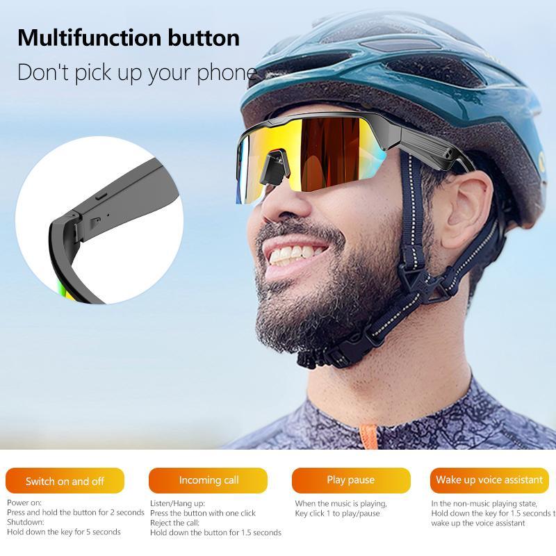 Jueyue Intelligent sports sunglasses, sports Bluetooth intelligent audio sunglasses, UV400 protective and polarized glasses A must-have for cycling outdoors smart sport