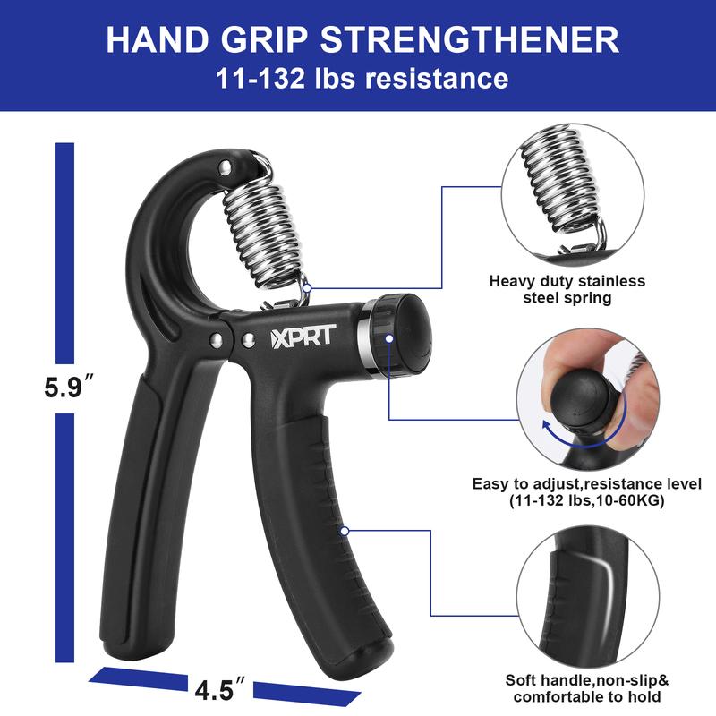 XPRT Hand Grip Strengthener - Adjustable Exercises for Forearm & Finger, back to school