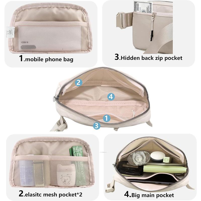 Fanny Belt Bag Waist Pack Crossbody Bags Bum Bag for Running Hiking Travel Workout Adjustable Strap for Women -beige