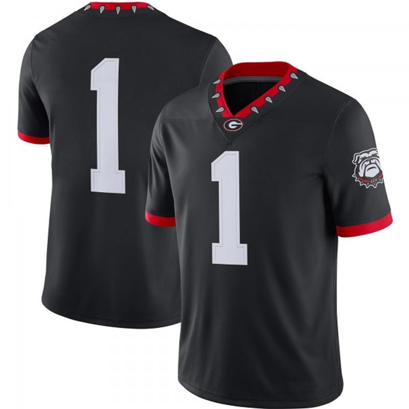 Georgia Bulldogs 1 (No Name) Mascot 100th Anniversary NCAA Jersey - Black, Sport Jersey Shirt Trendy, Men Football NCAA Jersey Shirt, Gift For Fan