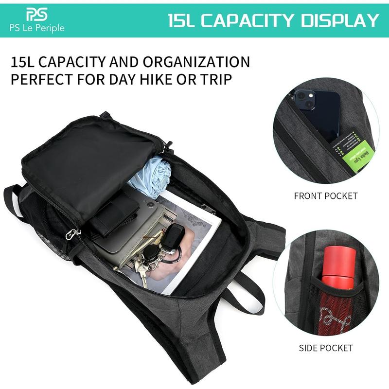 Original Design Foldable Backpack with Water Bottle Holder, Perfect for Outdoor Hiking and Short Trips