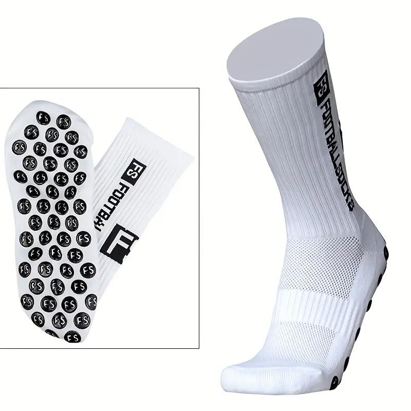 3 Counts  Non-Slip Breathable Sports Crew Socks with Silicone Grip, Ideal for Football Training - Unisex Geometric Design