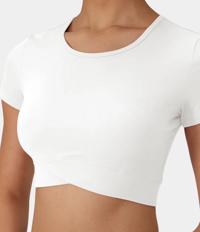 Halara Softlyzero️ plush Crossover Hem Cropped Sports Top