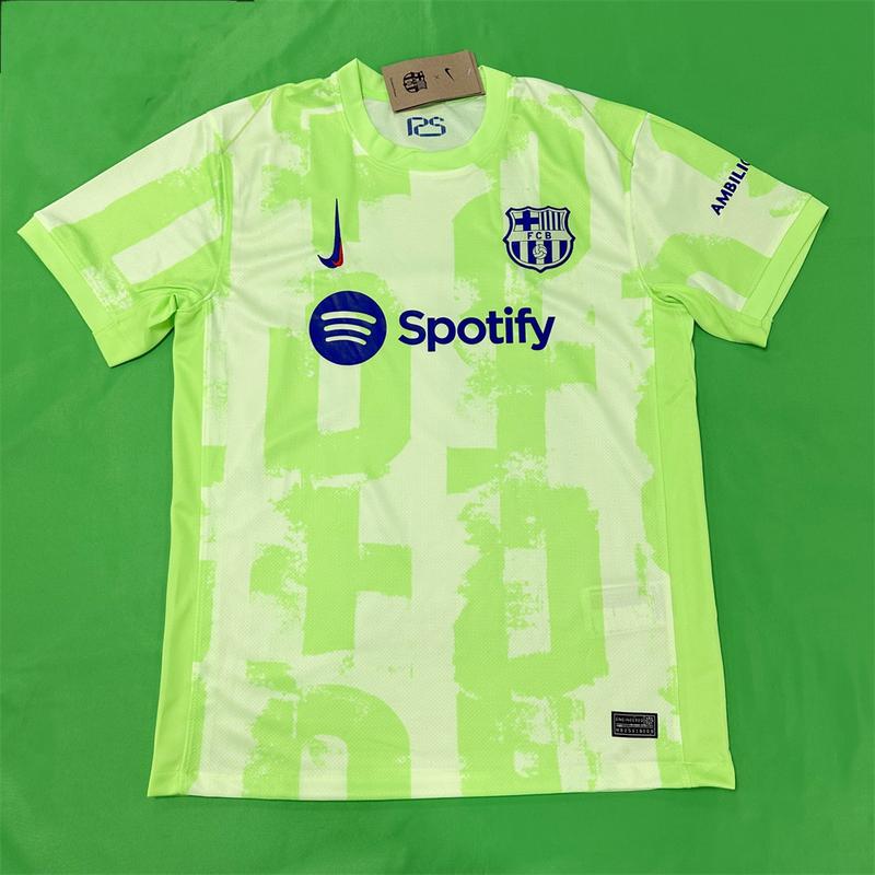 NIKE 2425 FC Barcelona Second away Green and White Short Sleeve Top No.19 Lamine Yamal Retro 125th Anniversary Special Edition Soccer Jerseys Quick Drying