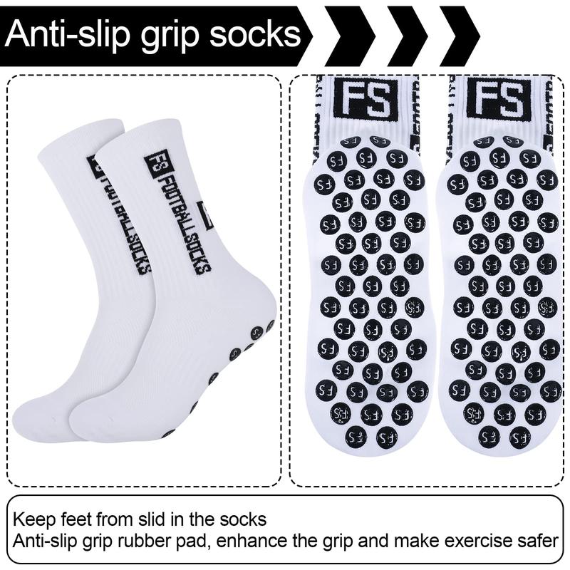 3 Counts  Non-Slip Breathable Sports Crew Socks with Silicone Grip, Ideal for Football Training - Unisex Geometric Design