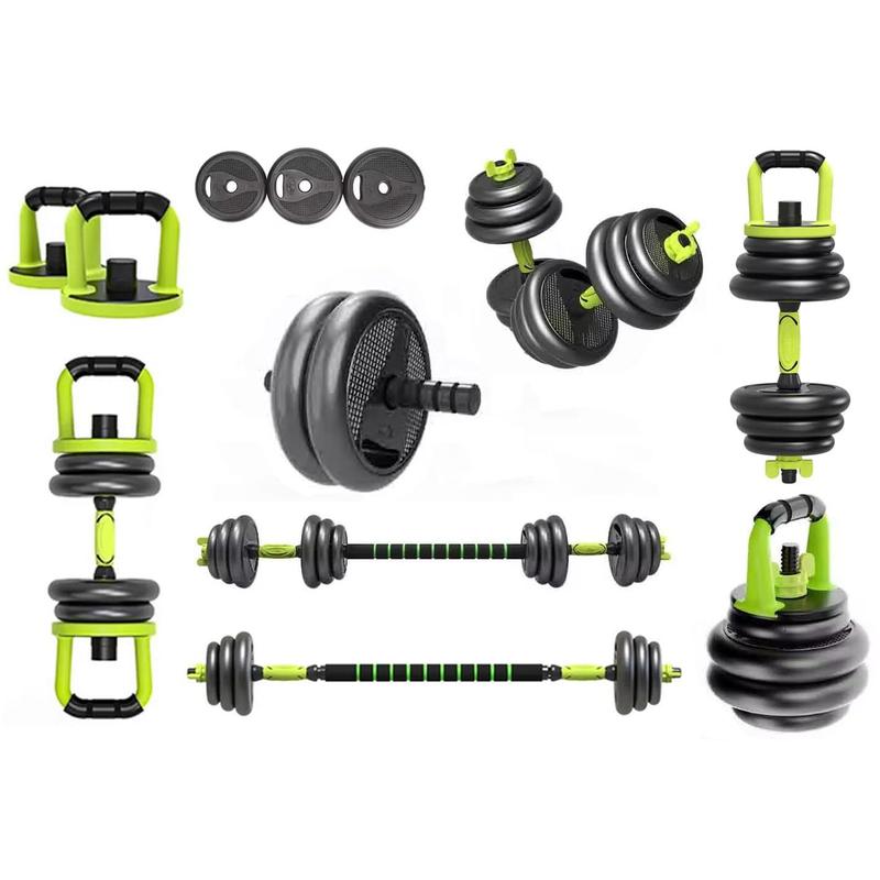 Emza Fitness Adjustable Dumbbells Barbell Kettlebell Push-Up Stand - Upgraded with Ab Wheel - 22lb 33lb 44lb 66lb 88lb, 10kg 15kg 20kg 30kg 40kg - Home Gym Equipment for Men and Women