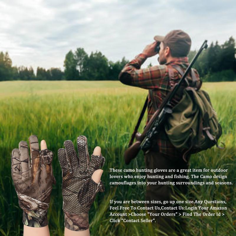 Camo Hunting Gloves, Lightweight Anti-Slip Full Finger Fingerless Glove Outdoor Camouflage Gear Archery Accessories for Hunting Turkey Fishing Airsoft