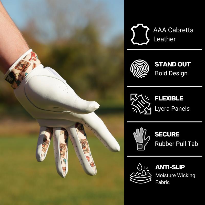 Fore Show Premium Golf Glove – 100% AAA Cabretta Leather Golf Gloves for Men & Women - Left & Right Handed Golfers – Golf Gloves – Left Handed Golf Gloves for Men, Cool Golf Glove Gift Accessory, Premium Skins Golf Tour Edition Glove Funny Golf Glove