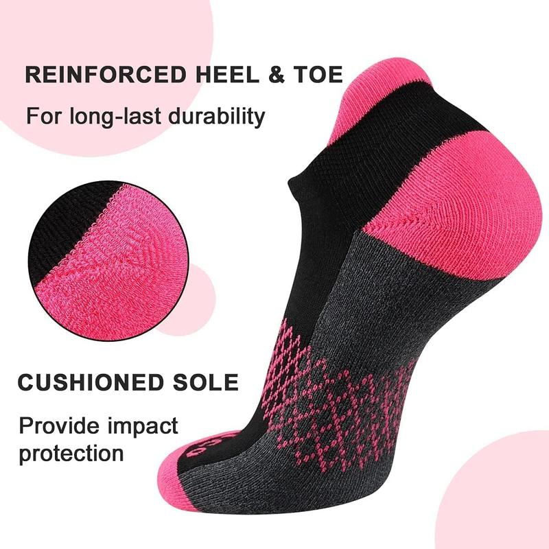 Womens Ankle Socks 6 Pairs Running Athletic Cushioned Sole Socks With Tab