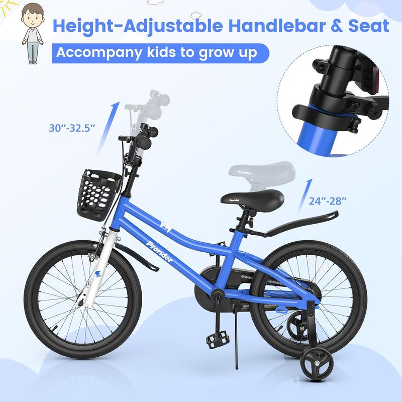 [ShopTab] Festival Joy 14 16 18 Inch Bike w Removable Training Wheels, Handbrake & Coaster Brake, Basket, Bell