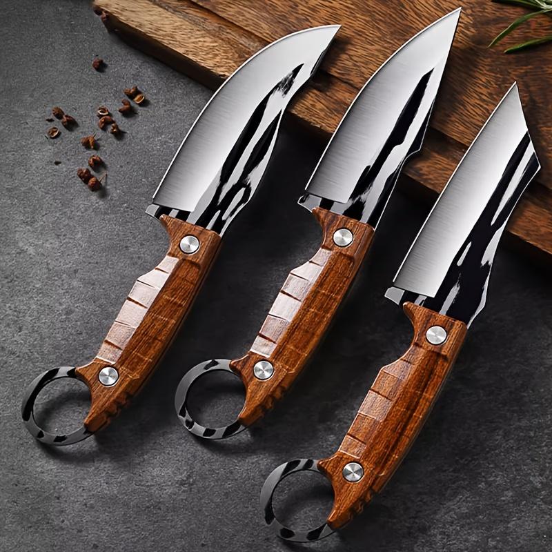 3pcs Multipurpose Knife Set, Outdoor Bone Removal Special Knife, Stainless Steel Sharp Meat Cutting Knife, Portable Fruit Knife For Camping