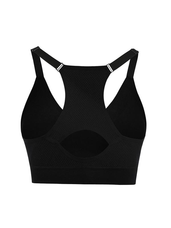 Women's Plus Size Cut Out Adjustable Strap Sports Bra, Breathable Comfortable Racerback Sports Bra for Yoga Gym Workout, Ladies Sportswear for Indoor Outdoor Wear