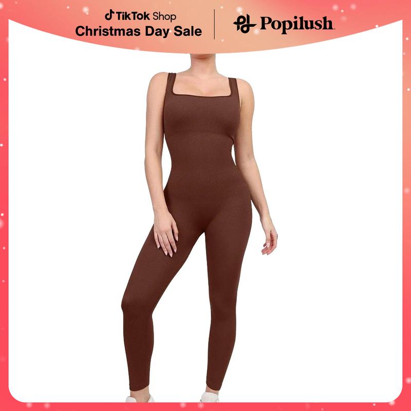 Popilush Seamless Square Neck Sport Jumpsuit