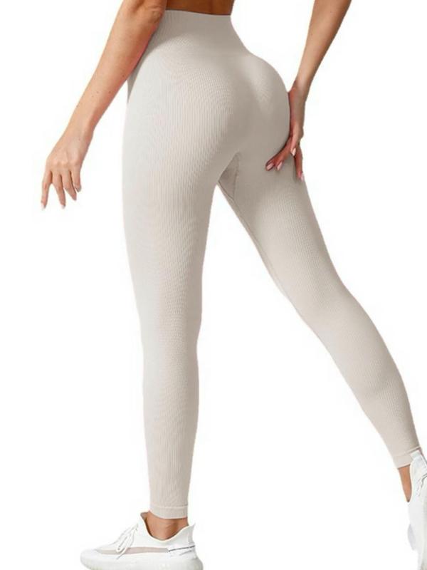 Women's Solid High Waist Sports Leggings, Casual Comfy Breathable Skinny Pants for Yoga Gym Workout Running, Ladies Sportswear for Fall & Winter