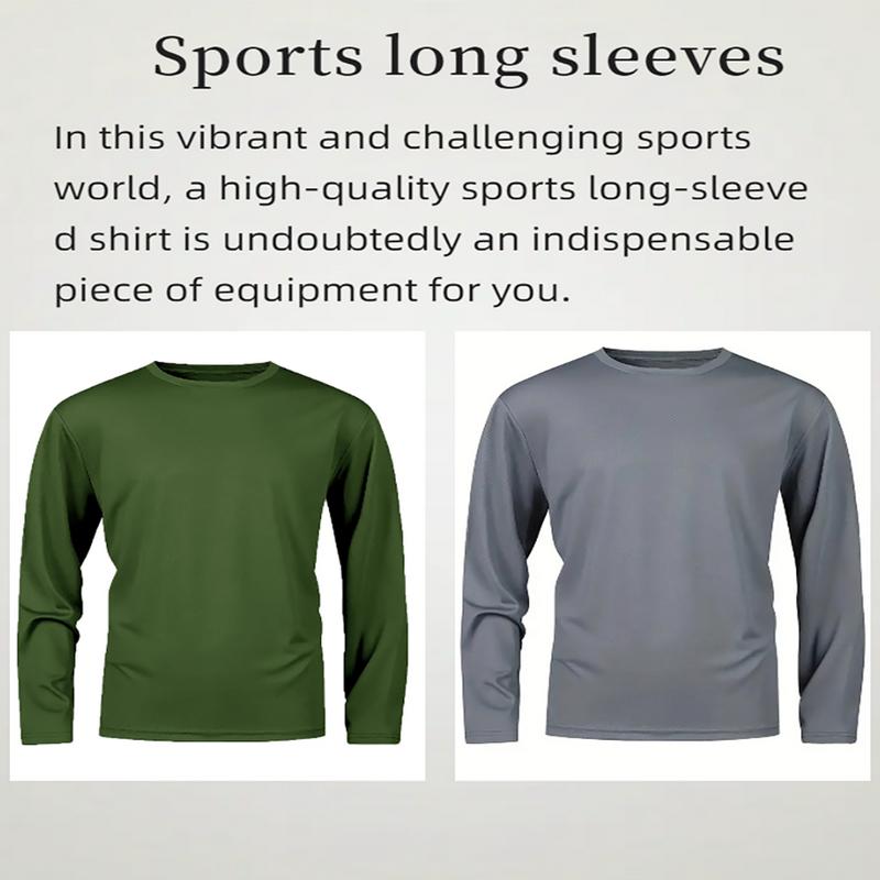 OKP Five Pack Men's UPF Solid Color Round Neck Long Sleeve T-shirt, Breathable Long Sleeve Shirt, Indoor and Outdoor Sportswear Fitness Exercise