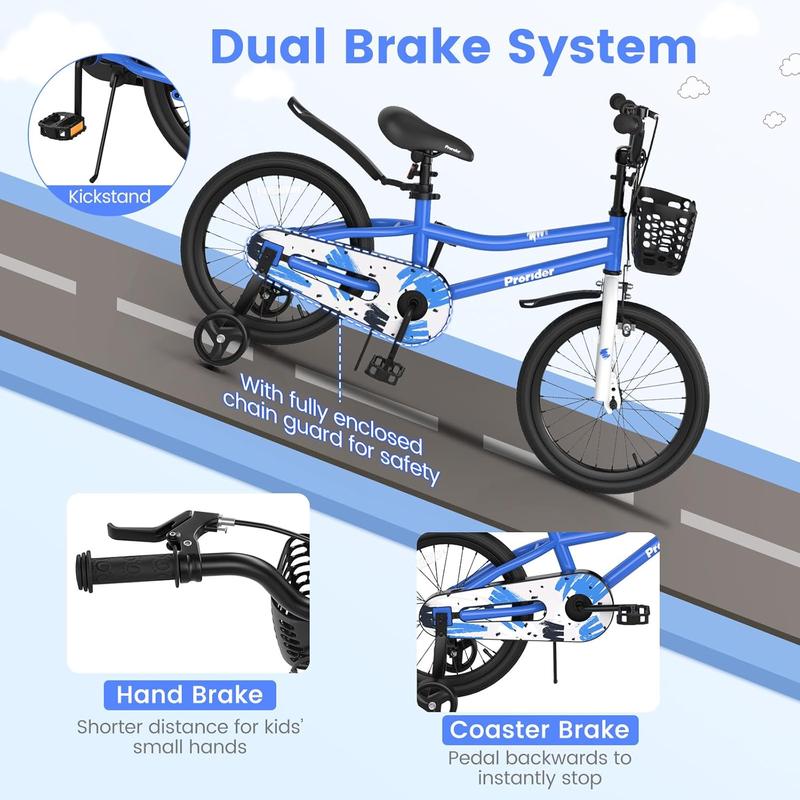 [ShopTab] Festival Joy 14 16 18 Inch Bike w Removable Training Wheels, Handbrake & Coaster Brake, Basket, Bell