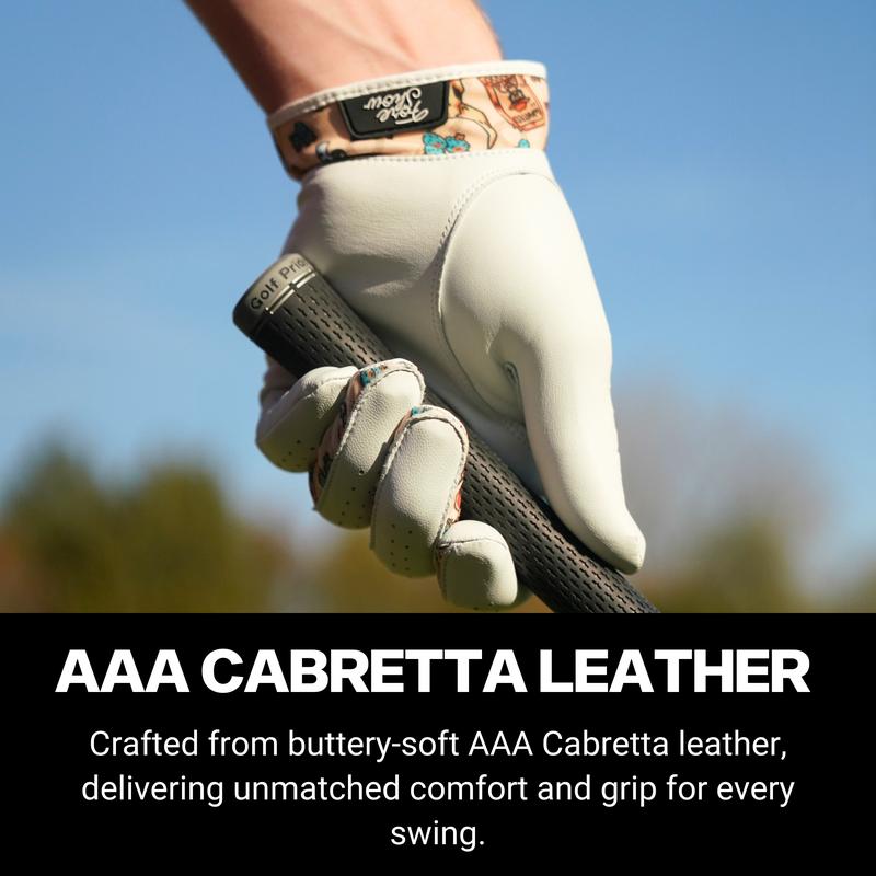 Fore Show Premium Golf Glove – 100% AAA Cabretta Leather Golf Gloves for Men & Women - Left & Right Handed Golfers – Golf Gloves – Left Handed Golf Gloves for Men, Cool Golf Glove Gift Accessory, Premium Skins Golf Tour Edition Glove Funny Golf Glove