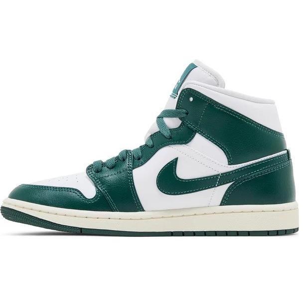 Women's Jordan 1 Mid White Oxidized Green-Sail (BQ6472 133)