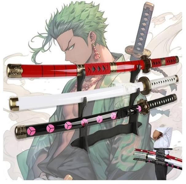 80cm 31.5＂Anime Roronoa Zoro Katana Sword Wooden Enma Purple