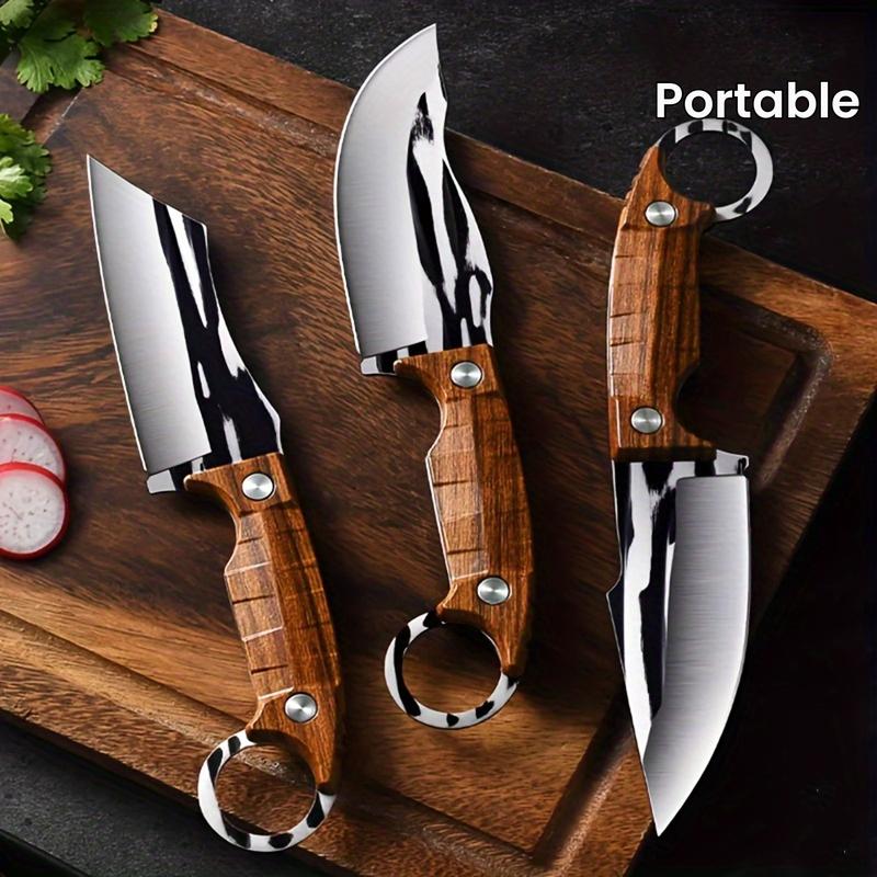 3pcs Multipurpose Knife Set, Outdoor Bone Removal Special Knife, Stainless Steel Sharp Meat Cutting Knife, Portable Fruit Knife For Camping