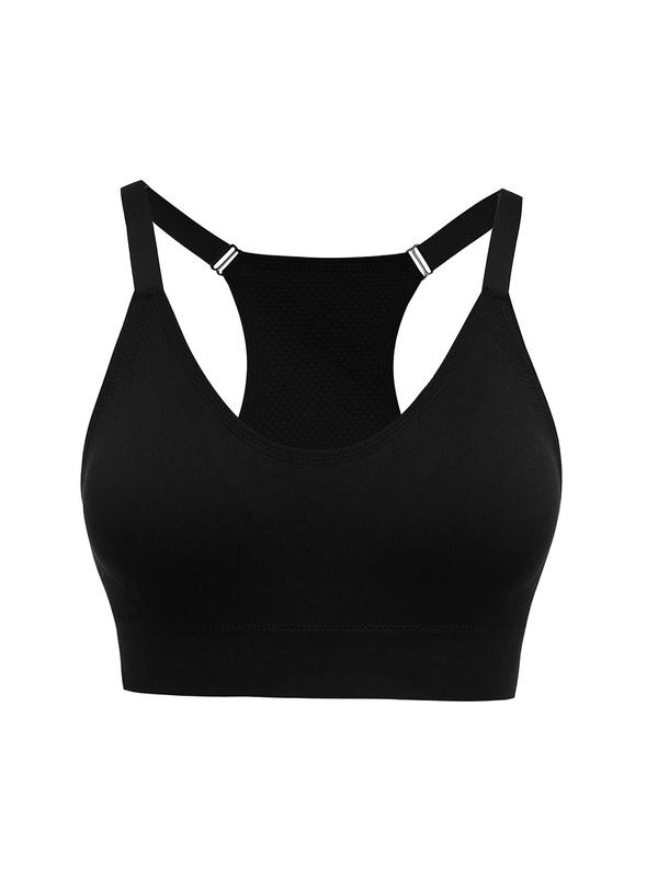 Women's Plus Size Cut Out Adjustable Strap Sports Bra, Breathable Comfortable Racerback Sports Bra for Yoga Gym Workout, Ladies Sportswear for Indoor Outdoor Wear