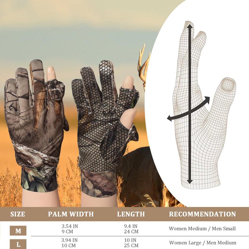 Camo Hunting Gloves, Lightweight Anti-Slip Full Finger Fingerless Glove Outdoor Camouflage Gear Archery Accessories for Hunting Turkey Fishing Airsoft