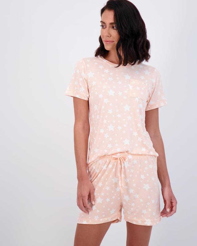 Real Essentials 4 Piece: Women’s Short Sleeve Top with Shorts Pajama Set – Ultra-Soft Lounge & Sleepwear (Available In Plus)