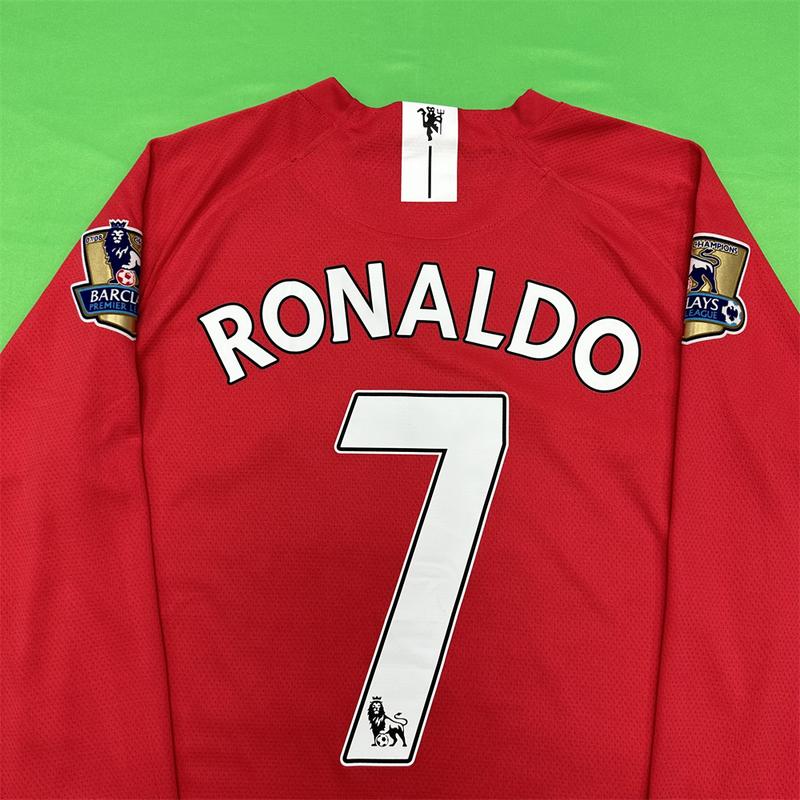 Nike 07-08 Champions League Manchester United Retro Long Sleeve NO.7 Cristiano Ronaldo Soccer Jersey