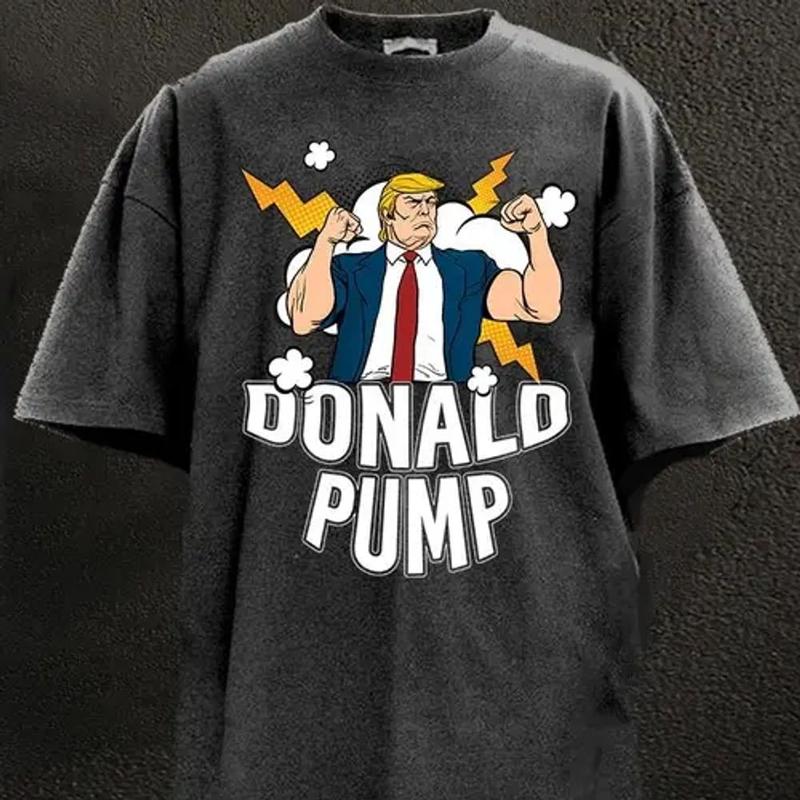 DONALD PUMP GYM SHIRT for Him, Motivated Gym T-shirt, Fitness gift for Workout Enthusiasts, Weightlifters, Bodybuilding Shirt, Pump Cover Gym Tee for Men Women Uq4O ICE