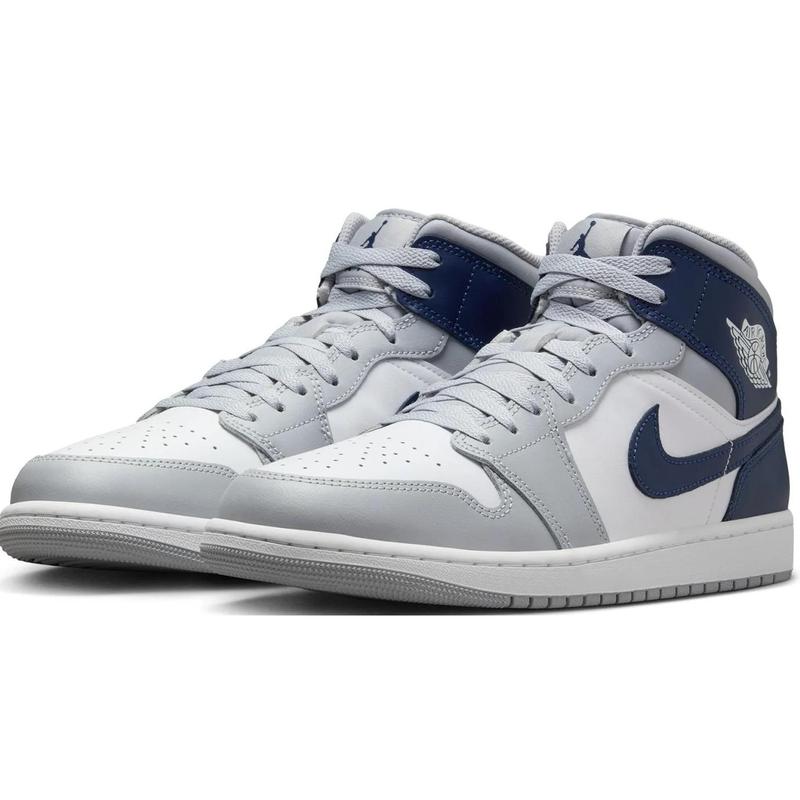 Men's Jordan 1 Mid White Midnight Navy-Wolf Grey (DQ8426 104)