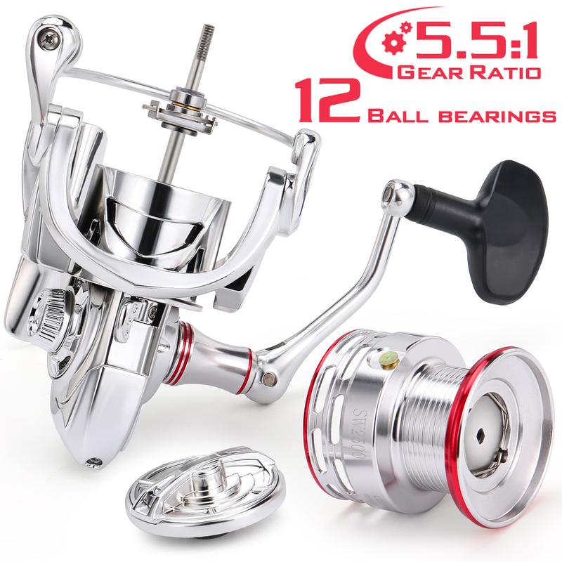 Sougayilang Saltwater Spinning Reel, CNC Aluminum Spool, Oversize Grip, 5.5:1 Gear Ratio, 11+1 Stainless-Steel BB, Freshwater Fishing fishingreels on